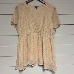 Torrid Lily Ivory Swiss Dot Surplice Babydoll Blouse